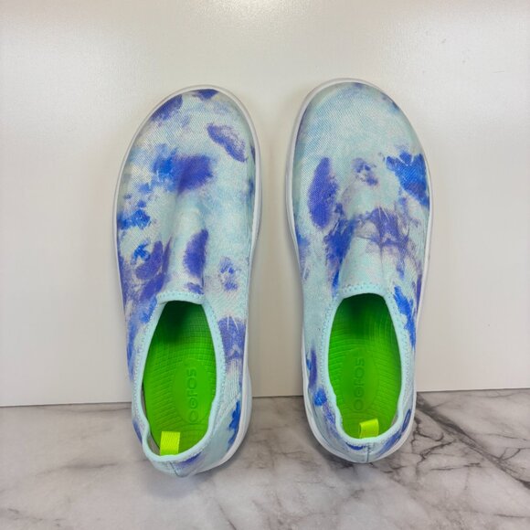 Oofos OOmg eeZee Low Slip On Comfort Recovery Shoe Blue Tie Dye Women's Size 8.5 - Picture 7 of 8